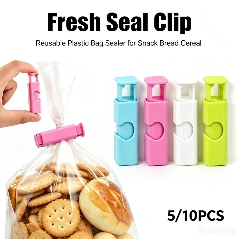 5/10PCS Plastic Food Bag Sealing Clips Reusable Snack Bag Sealer Clips Moisture Proof Fresh Keeping Clips Home Storage Gadget
