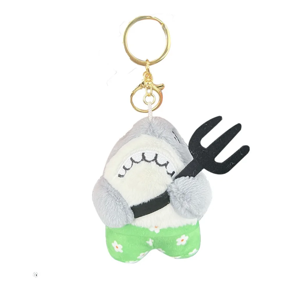 Funny Shark Doll Cute Doll Pendant Filled PP Cotton Decoration Doll Keychain Short Plush Bookbag Pendant