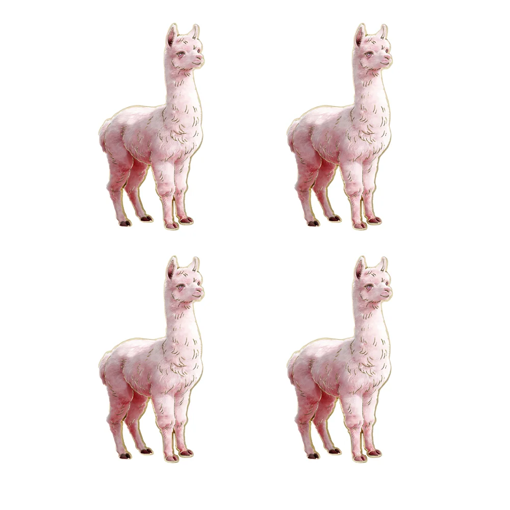 4pcs Cute Alpaca Brooch Set 4-color Simulated Alpaca Enamel Badge Stereoscopic Realistic Alpaca Enamel Brooch for Clothing