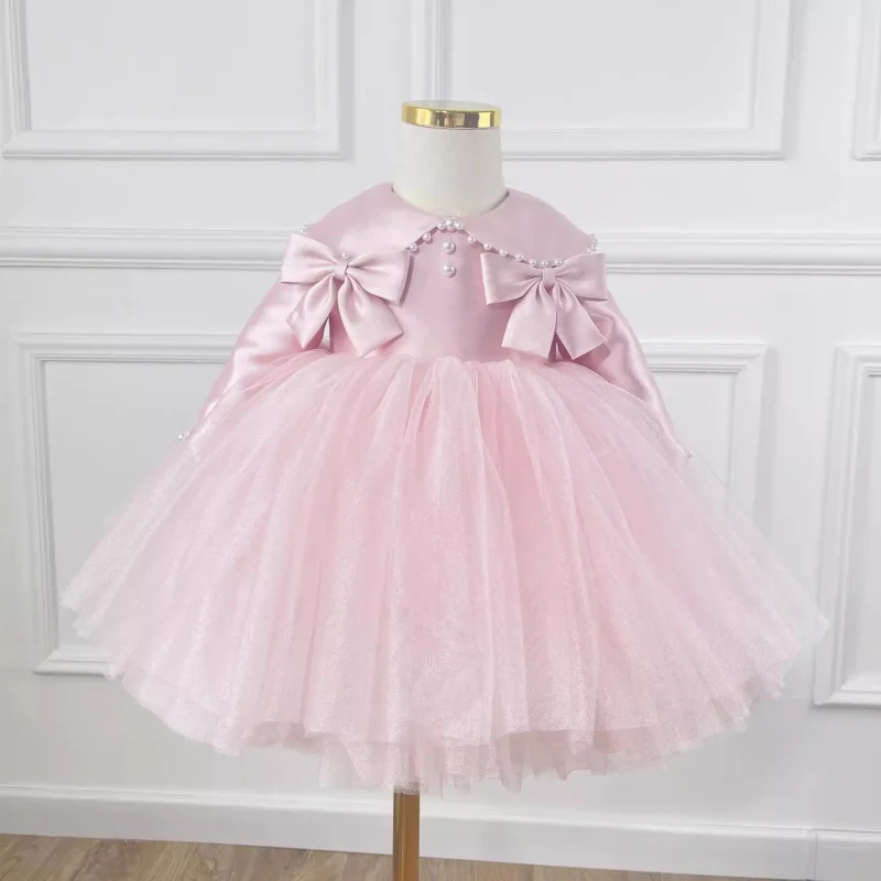 Girls' Formal Dress2025New Spring Birthday Princess Dress Children's Evening Dress Baby Full-Year Long Sleeve Pettiskirt