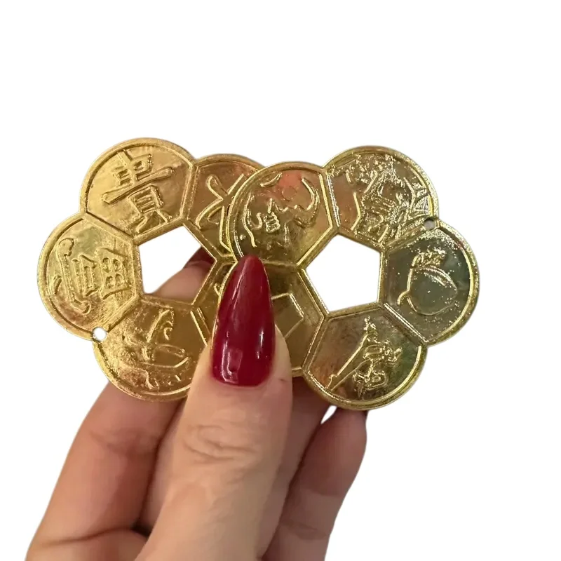 New 1Pcs Old Ancient Long Life Wealth Guarantee Copper Coin Chinese Feng Shui Lucky Coins Enhancement Collection Gift Home Decor