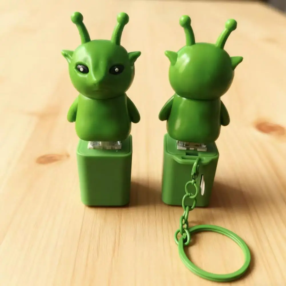 1/2/3Pcs Green Aliens Button Keychain Fidget Toy with Sound Lights Stress Anxiety Relief Keyboard Clicker Decompression Button