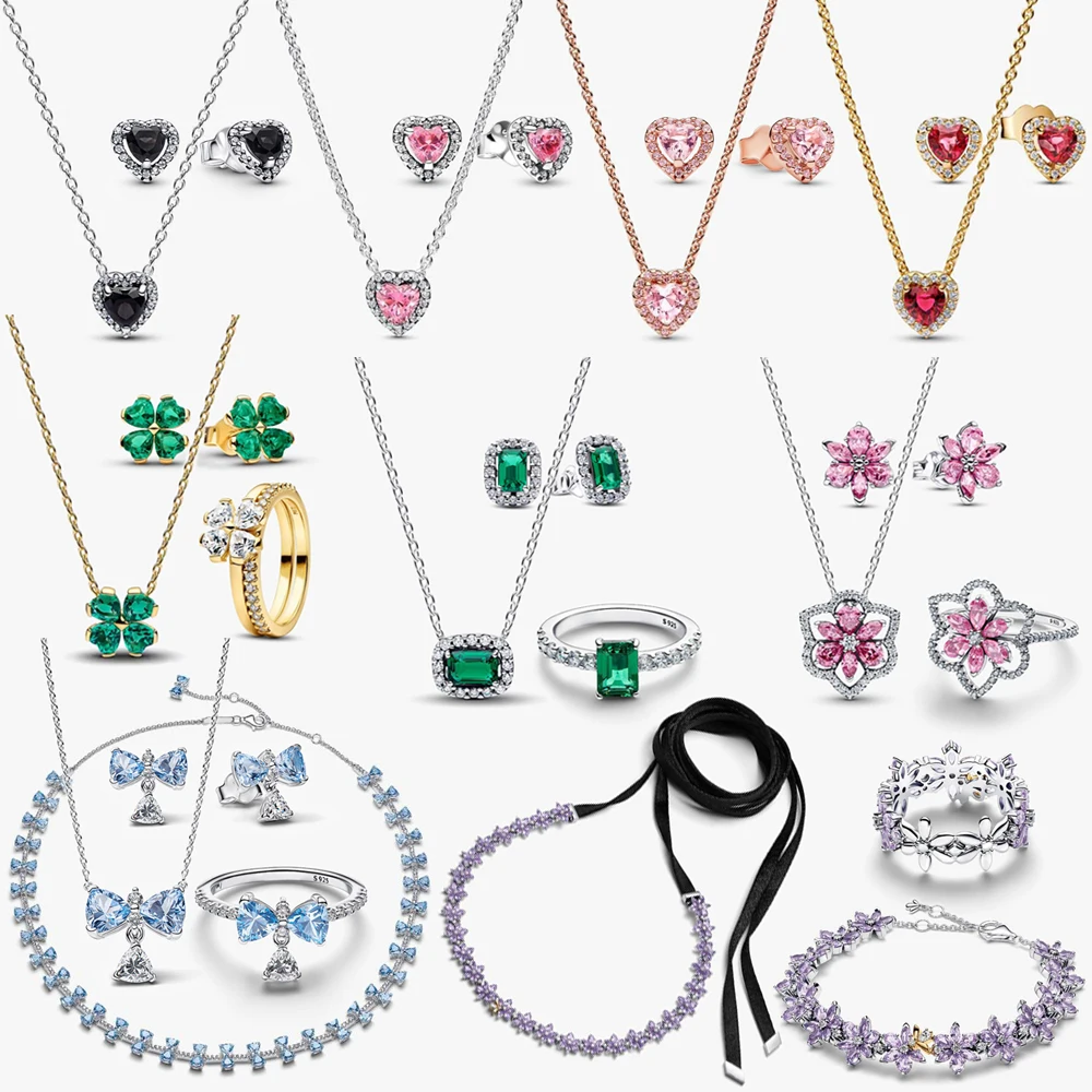 

2026 New 925 Silver Lucky Bee Specimen Set Sparkling Cocktail Flower Heart shaped Bow Bead Pendant DIY Exquisite Charm Jewelry