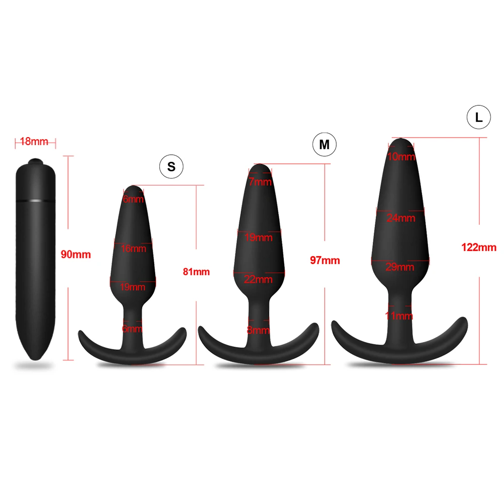 4pcs/set Beginner Butt Plug for Men Silicone Anal Plug Prostate Massager Bullet Vibrator Adult Goods Sex Toy for Men Women Gay