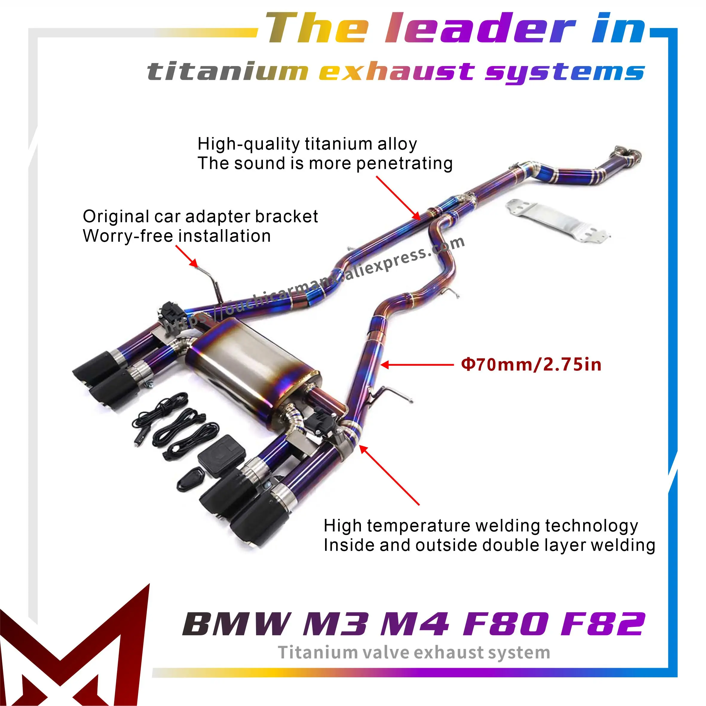 

MANX Exhaust Catback for BMW M3 M4 F80 F82 Ti Electronic valve Muffler Exact Fit Continuous surprises Handcrafted