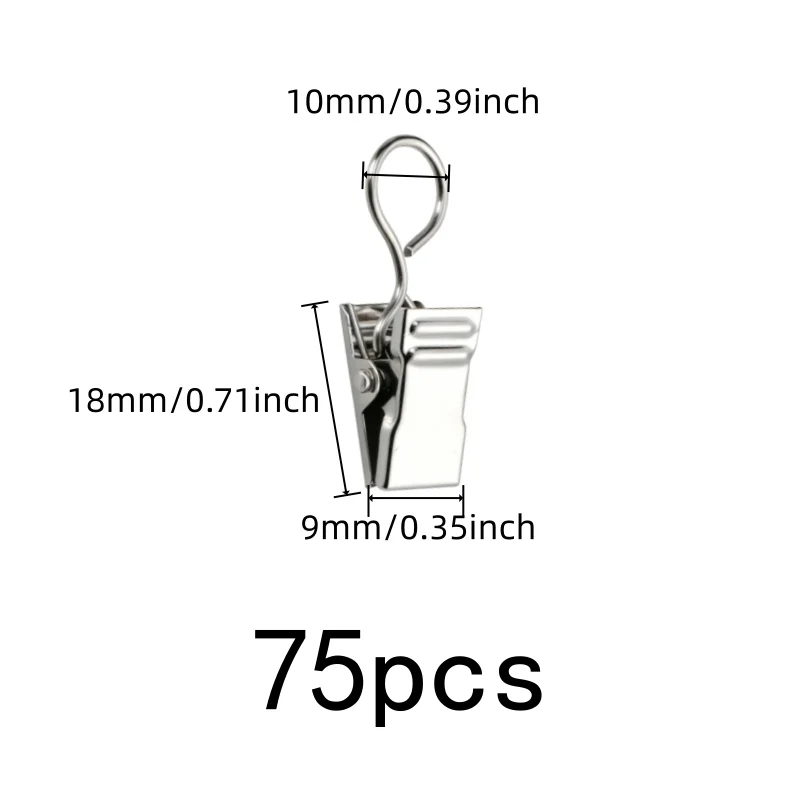 75 pcs Silver Loop Drapery Pins Firm Non-Slip Hold, designed for Photo Postcard Hanging, Silver Closed Loop Design
