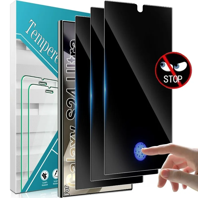 Fingerprint Unlock Anti-spy Tempered Glass for Samsung Galaxy S24/S24Plus/S24Ultra Anti-scratch Privacy Screen Protector Cover