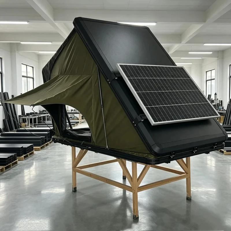 High Quality YOUNGHUNTER SUV Rooftop Tent, Triangle Aluminum Frame with Extra-Large Expandable Rear Rainfly for Camping - Factor