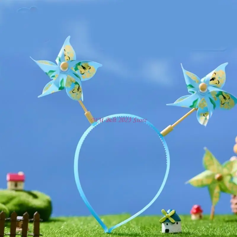 49ME Plastic Windmill Headbands Lovely Cartoon Headdress Soft Comfortable Headdress