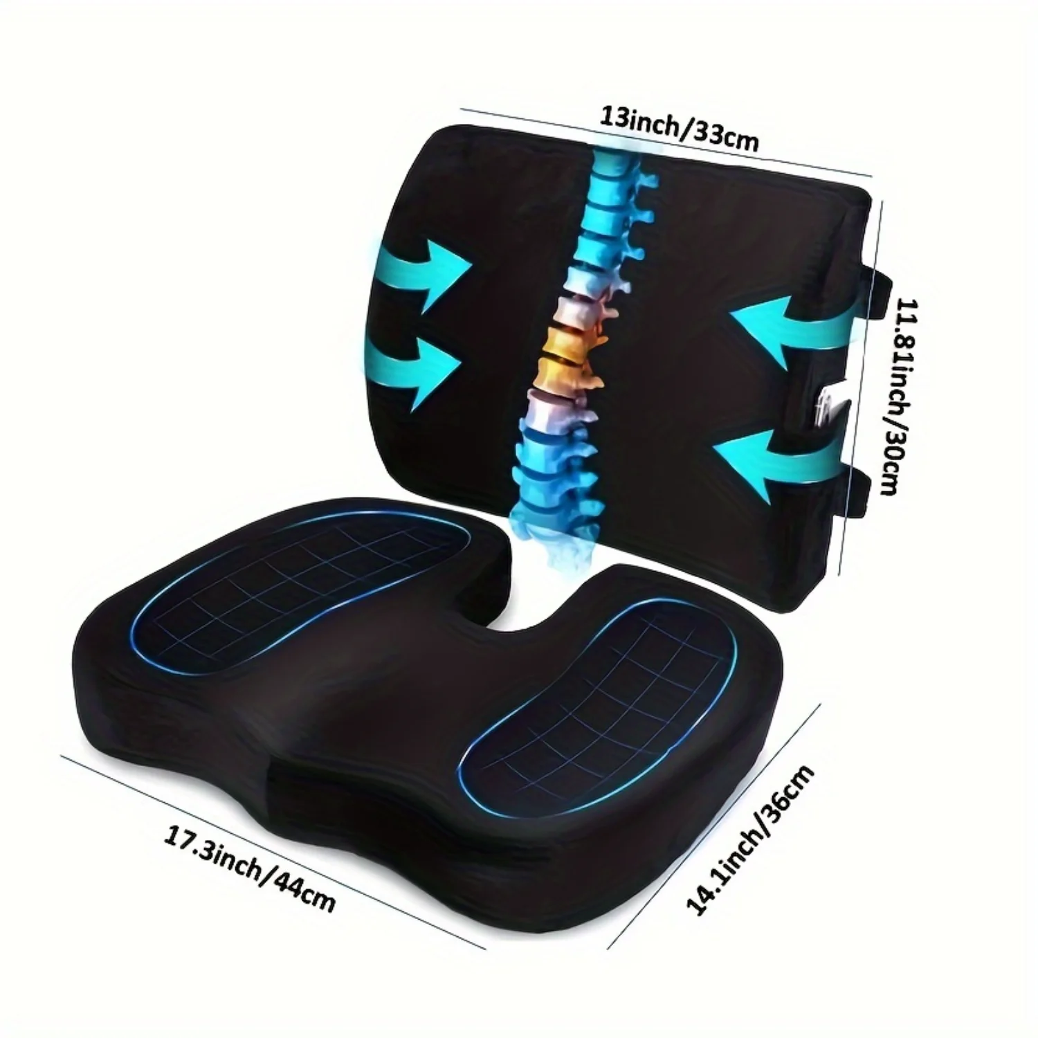 Ergonomic Memory Foam Seat Cushion - Ideal for Prolonged Sitting - Car, Office, Home