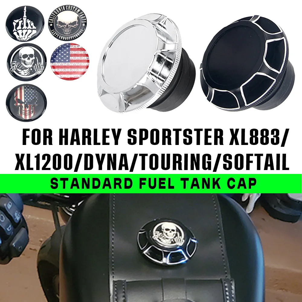 

For Harley Davidson Sportster XL 1200 883 X48 Dyna Softail Fat Boy Touring FLHR Decor Fuel Gas Tank Cap Motorcycle Skull Cover