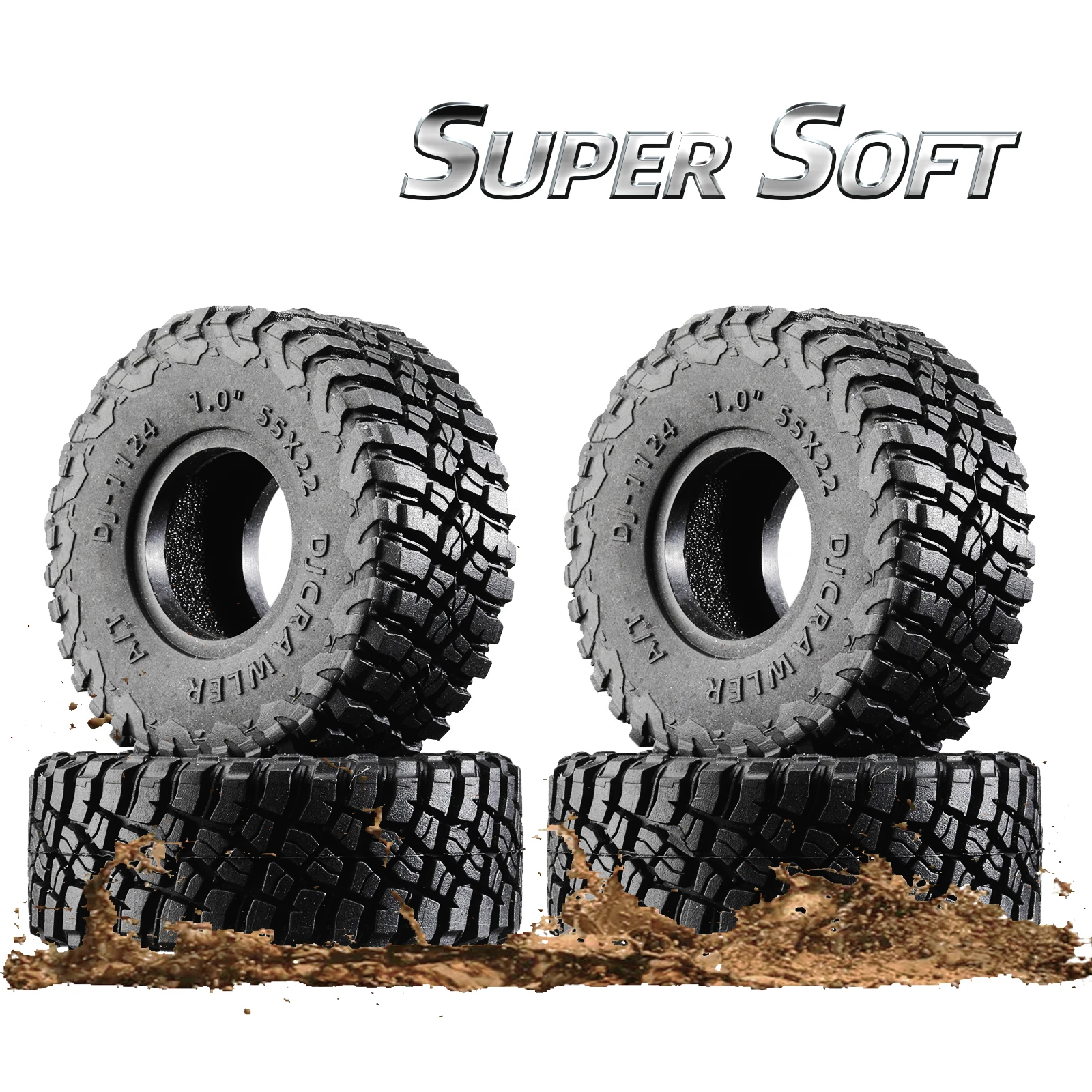 

1 inch MT Tires x Sponge 55x17mm 1/24 RC Crawler Truck Car Parts for Axial SCX24 Deadbolt AXI00001 AXI00002 Gladiator 1/18