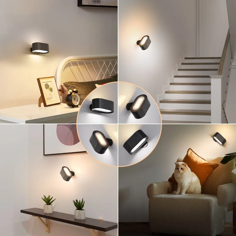 LED Magnetic Wall Light Remote Control 3 Color 5W Rechargeable Night Light Book Lamp Decorate Bedroom Bedside Atmosphere Light