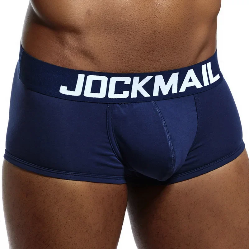 JOCKMAIL high quality cotton men\'s underwear fashion low waist plus size boxer shorts solid color belt male underpants Trunks