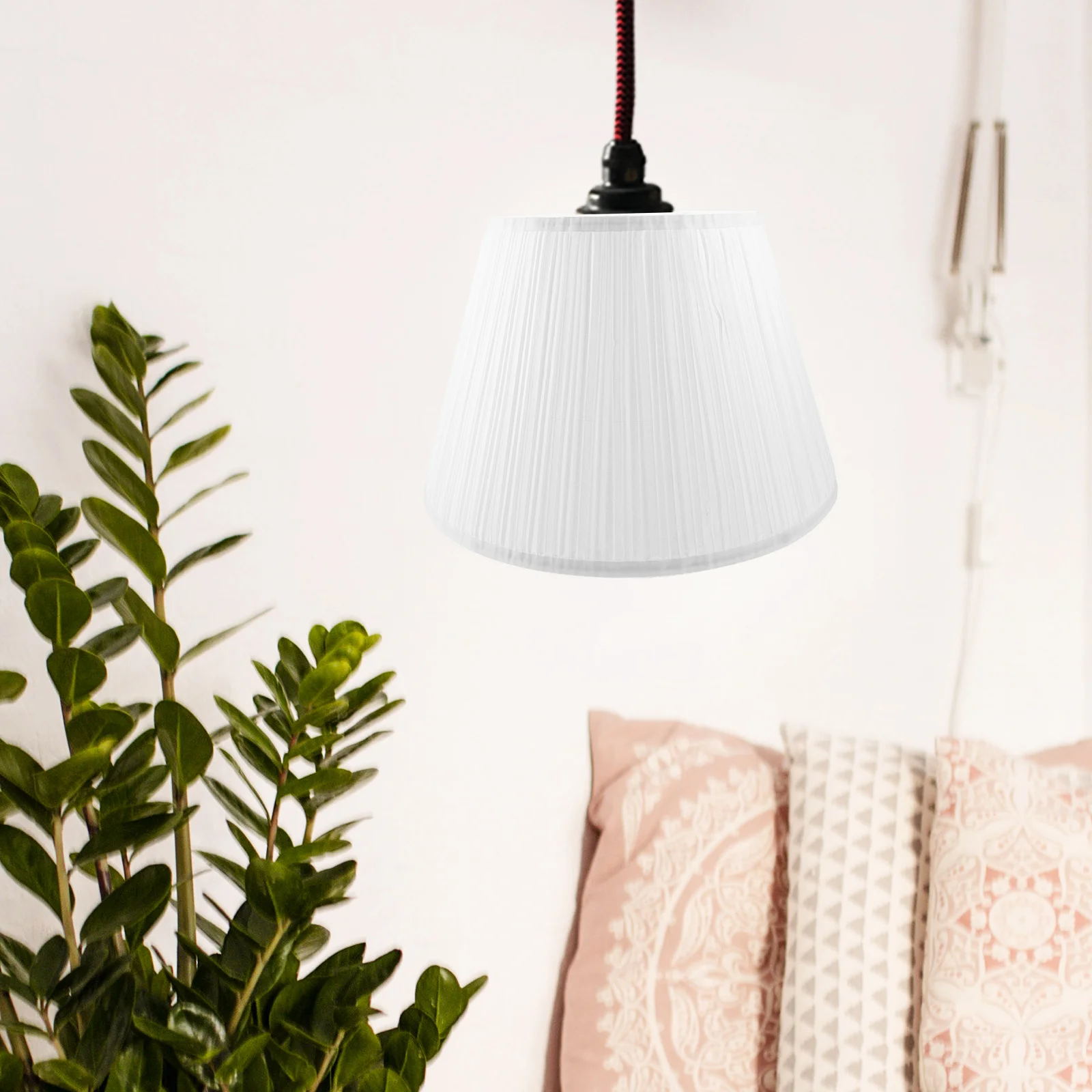 

Lamp Shades Semicircular Fabric Table Lampshade Gray E14 Bulb Small Lightweight Bedside Desk Modern Farmhouse Decor Lighting