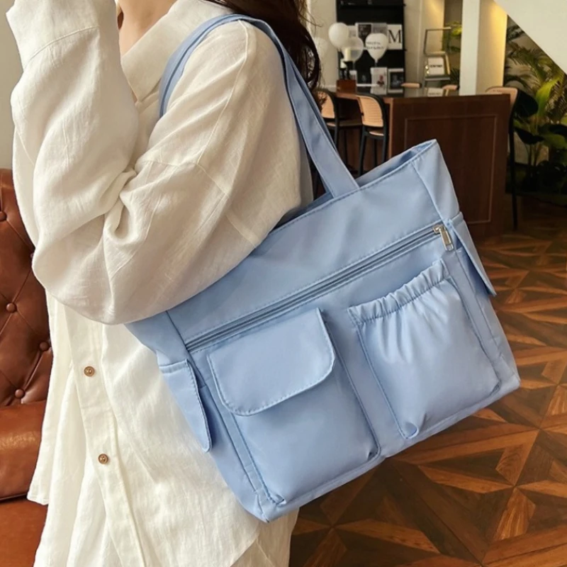 Women's Multi Pocket Handbag with Large Capacity Zipper Shoulder Bag Suitable for Shopping Multifunctional Work Travel Tote Bag