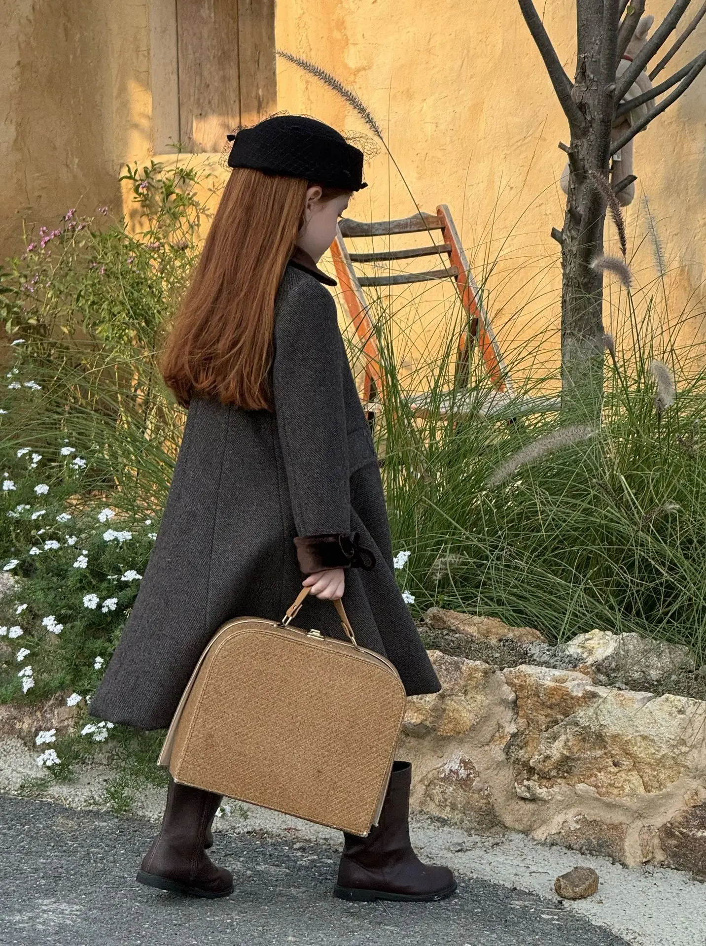 معطف الفتيات 2025 الخريف والشتاء ملابس الأطفال الجديدة الكورية نمط فتاة طفل الموضة مزاجه الصوف معطف طويل بسيط #6