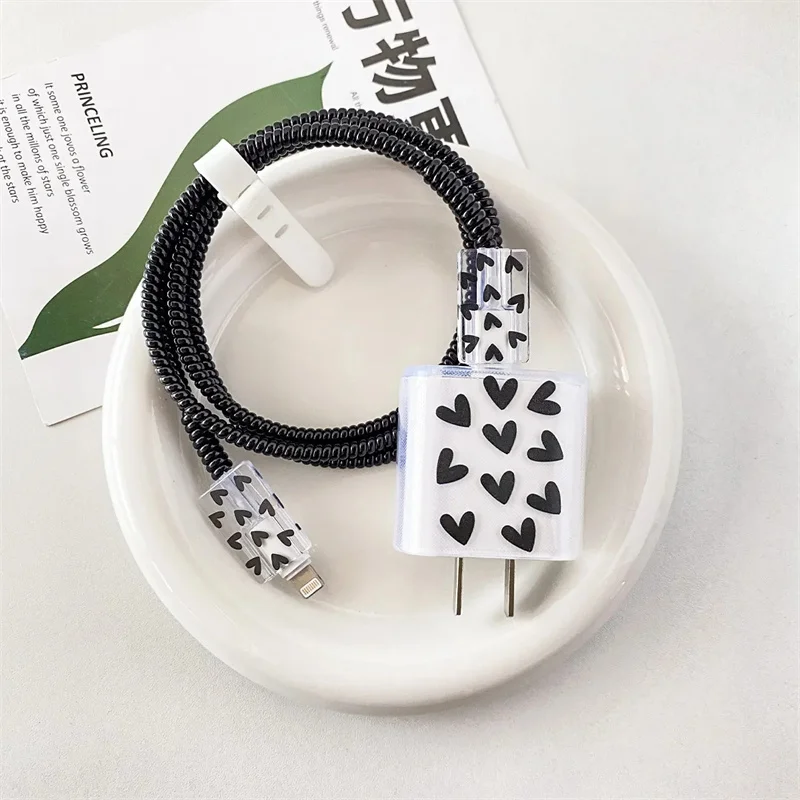 애플용 컬러풀 하트 케이스, 미국 고속 충전기 헤드 커버, 아이폰 14, 13/12 데이터 케이블, C타입 케이블 보호 슬리브, 18W, 20W