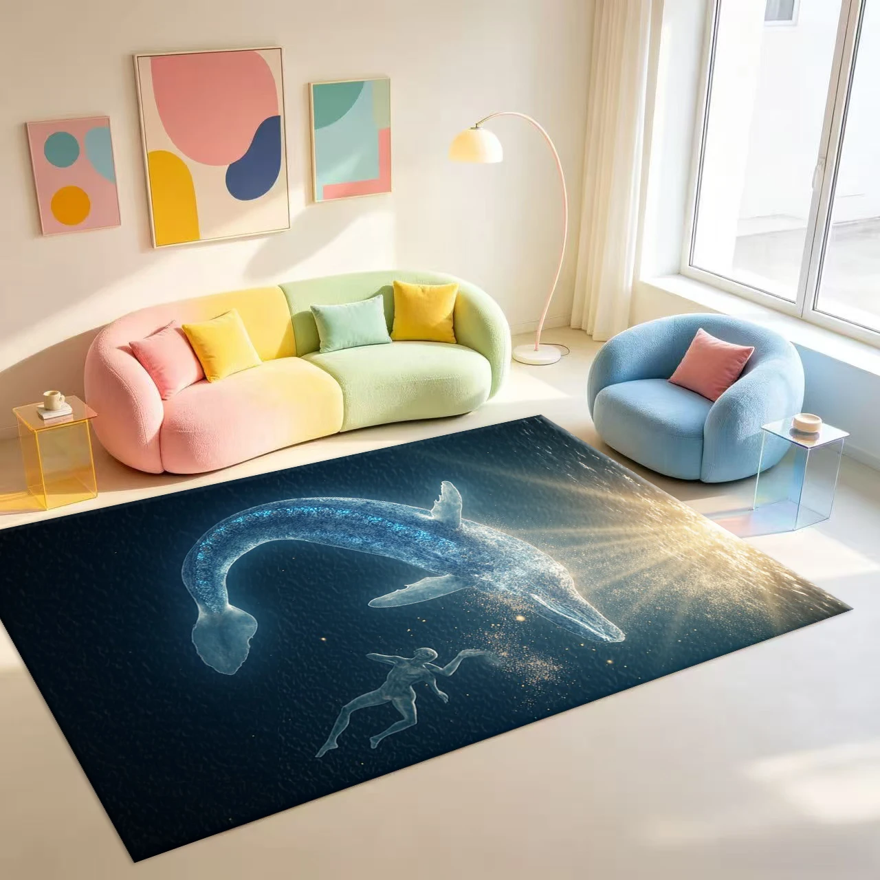 Mysterious Deep Sea Whale Art Carpet Floor Fantasy Style Home Interior Floor Carpet