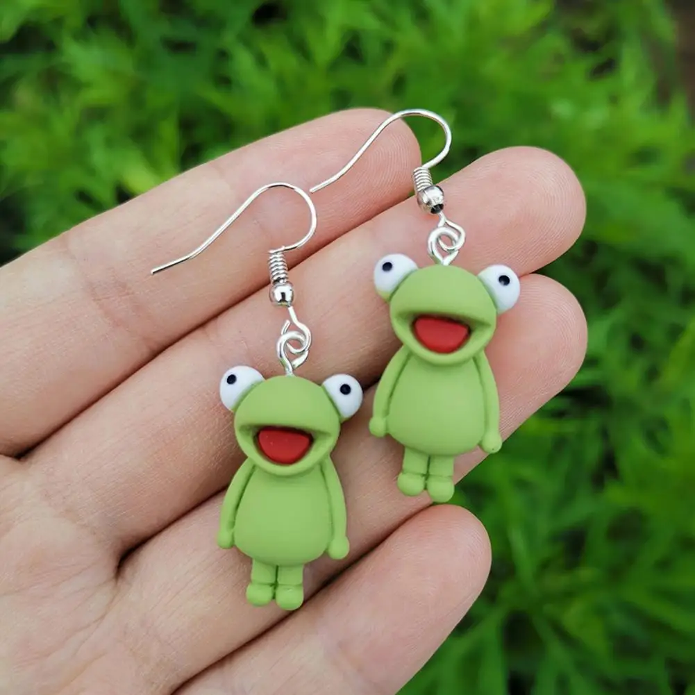 Classic Frog Earrings 1 Pair Women Hook Earrings Frog Shape Pendant Vivid Appearance Drop Earrings Lightweight Jewelry for Wear