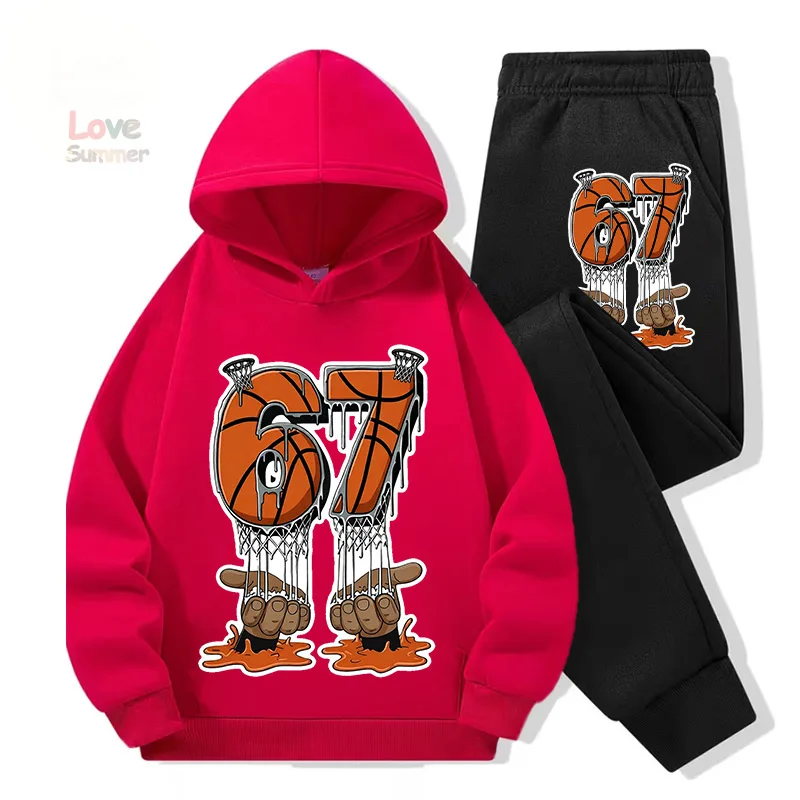 Basketball Winter 2026 Six Seven Italian Brainrot 67 Number Boys Girls Hoodie Pants Sports Set Kids Sweatshirt Hoodie Suits