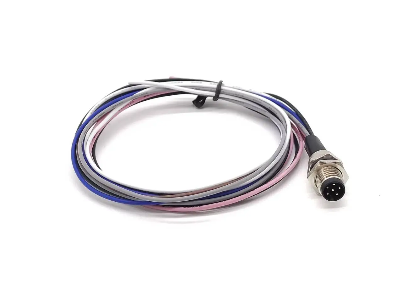 Waterproof M8 Cable Connector, 6 Pin Male Plug, 180 Degree Cable Mount, 0.2M Pigtail Wire for Sensor, IPC, Industrial Automation