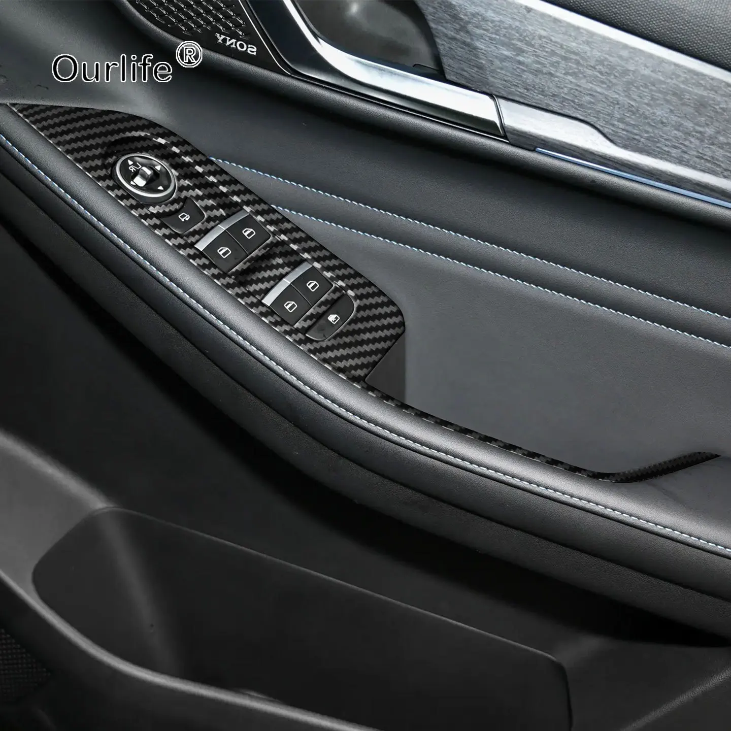 For Chery Jaecoo 5 2026 Driver's seat armrest frame decorative Carbon Fiber Texture accessories