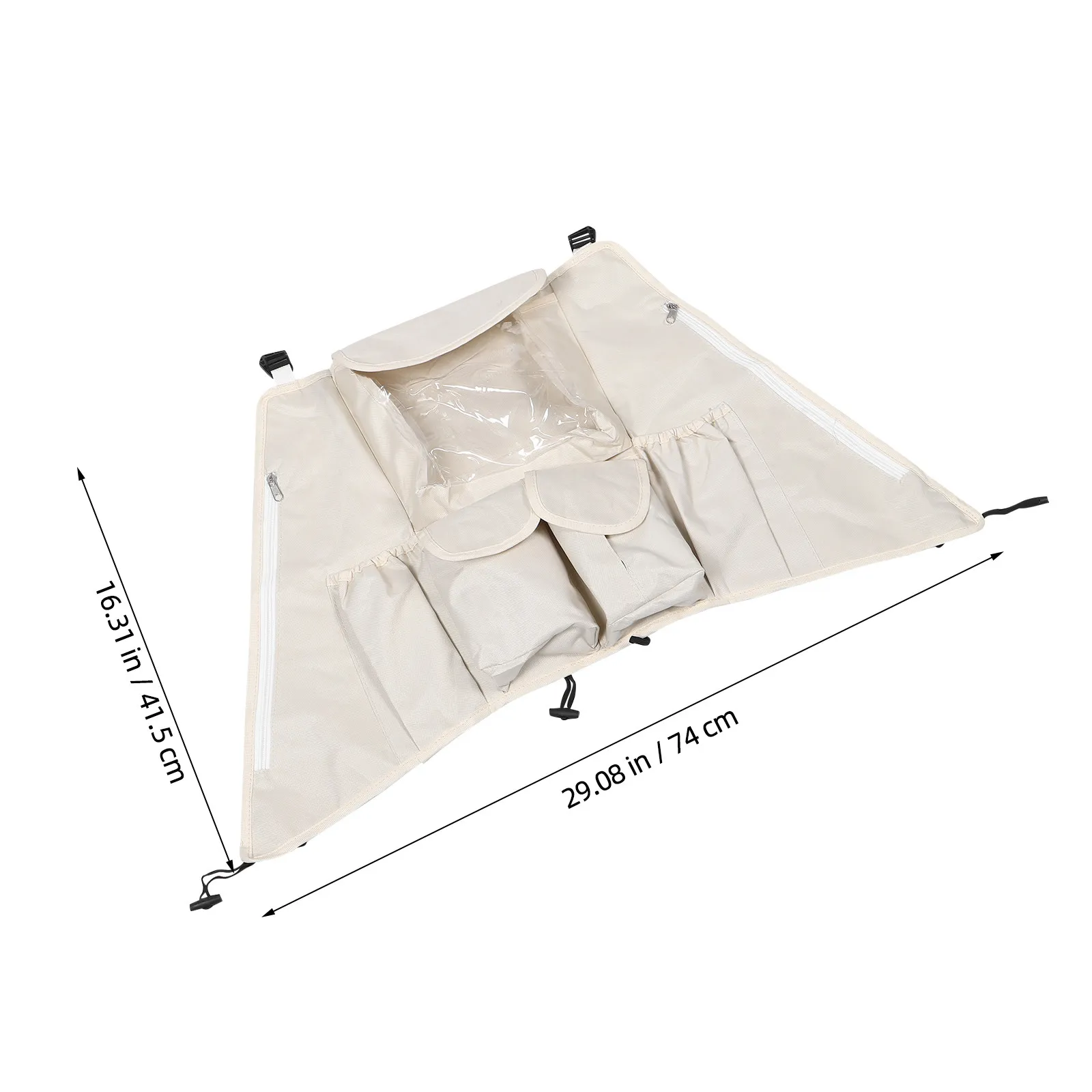 Large Multipocket Baby Stroller Hanging Bag Diaper Bottle Organizer Pram Gear for Travel Daily Outings Water Resistant Beige