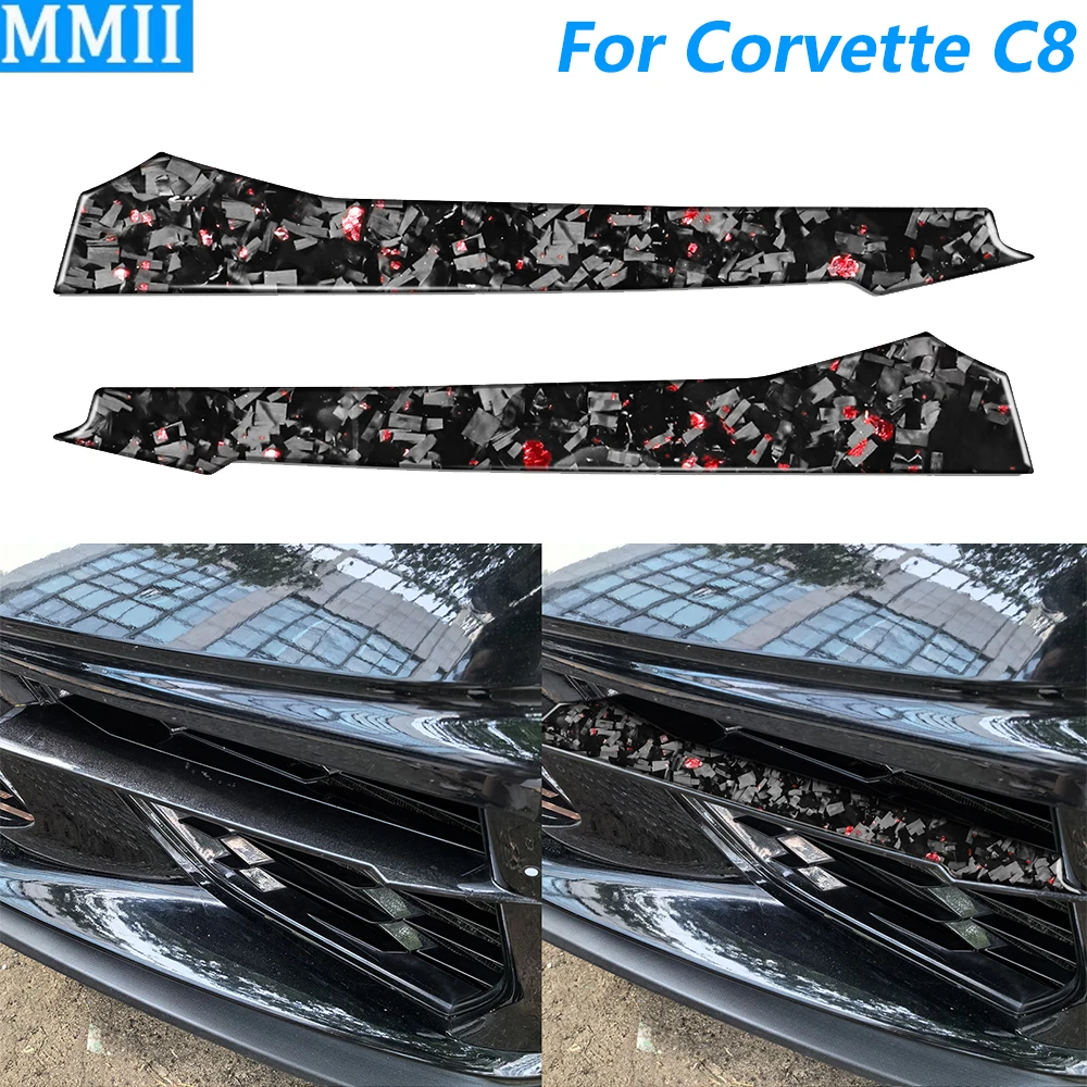

For Chevrolet Corvette C8 2020-2025 Forged Carbon Fiber Both Side Front Bumper Air Intake Vent Cover Car Accessories Sticker