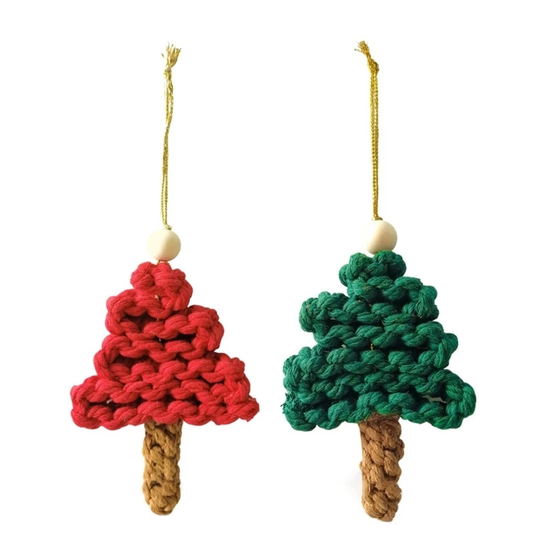 Christmas Tree Macrame Kit Boho Christmas Tree Hanging Ornaments Handmade Woven Finished Macrame Tree DIY Set Drop Shipping