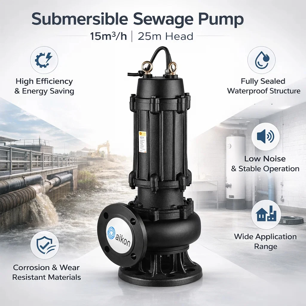 High Pressure Iron Submersible Sewage Pumps Centrifugal Water Pump 0.75KW 380V for Industrial Supply and Flood Control