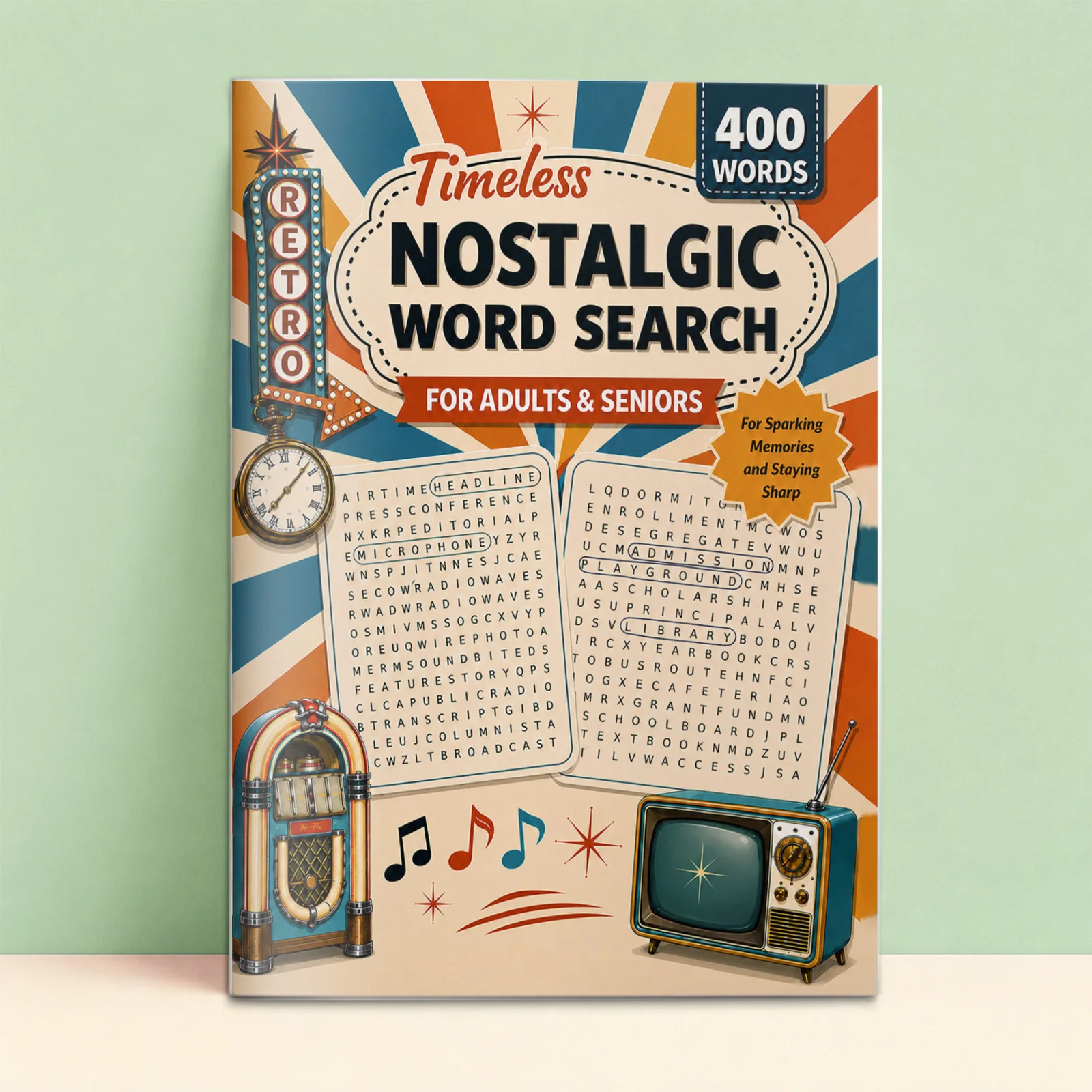 Timeless Nostalgic Word Search for Adults & Seniors, 400 Retro Words, Vintage Memories, Work, Music and Culture