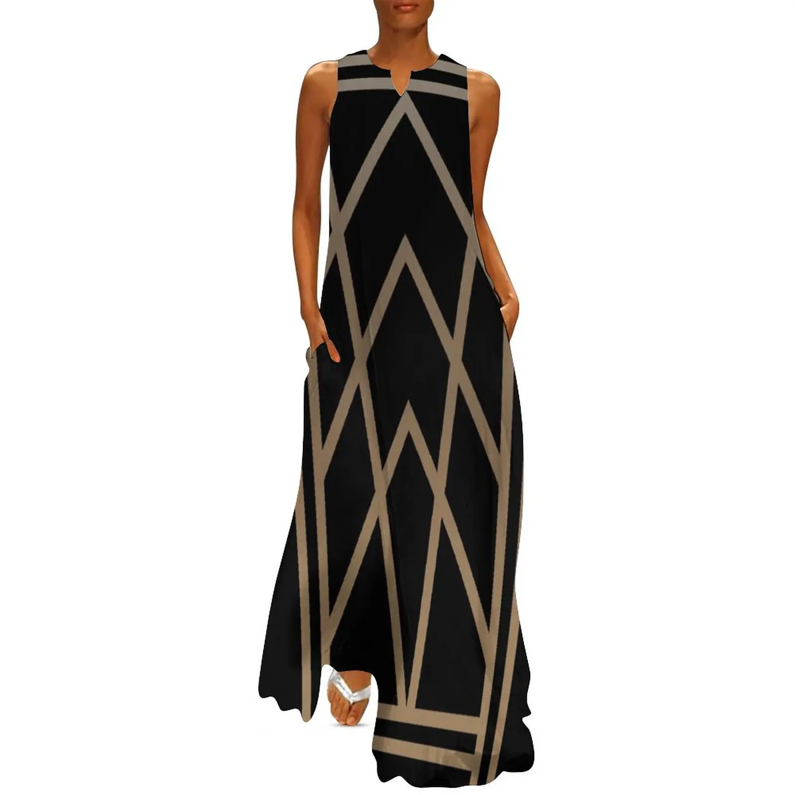 

Black and Gold Art Deco Long Dress summer dresses ladies 2025 luxury dresses Dress