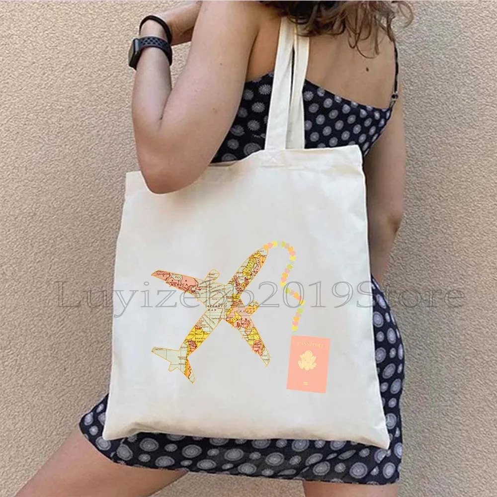 Weltreise ästhetische Sonnen untergang Ombre Flugzeug Fenster Szene Mode Frauen Shopper Einkaufstasche Einkaufstasche Leinwand Schulter Handtasche