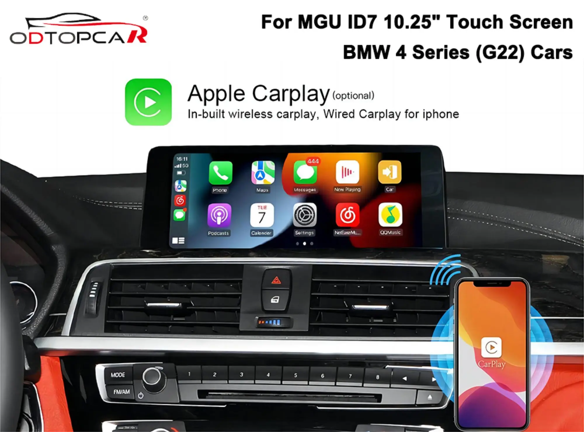 For BMW 4 Series G22 with Android System GPS Navigation 4G Wifi Bluetooth Upgrade Apple CarPlay Retrofit iDrive 7.0 Car Video