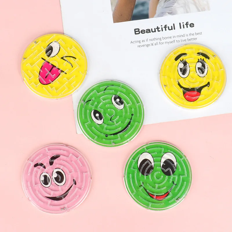 12Pcs Colorful Round Smiling Face Beads Maze Toy Boys Girls Birthday Party Favors Baby Shower Halloween Gifts Pinata Fillers