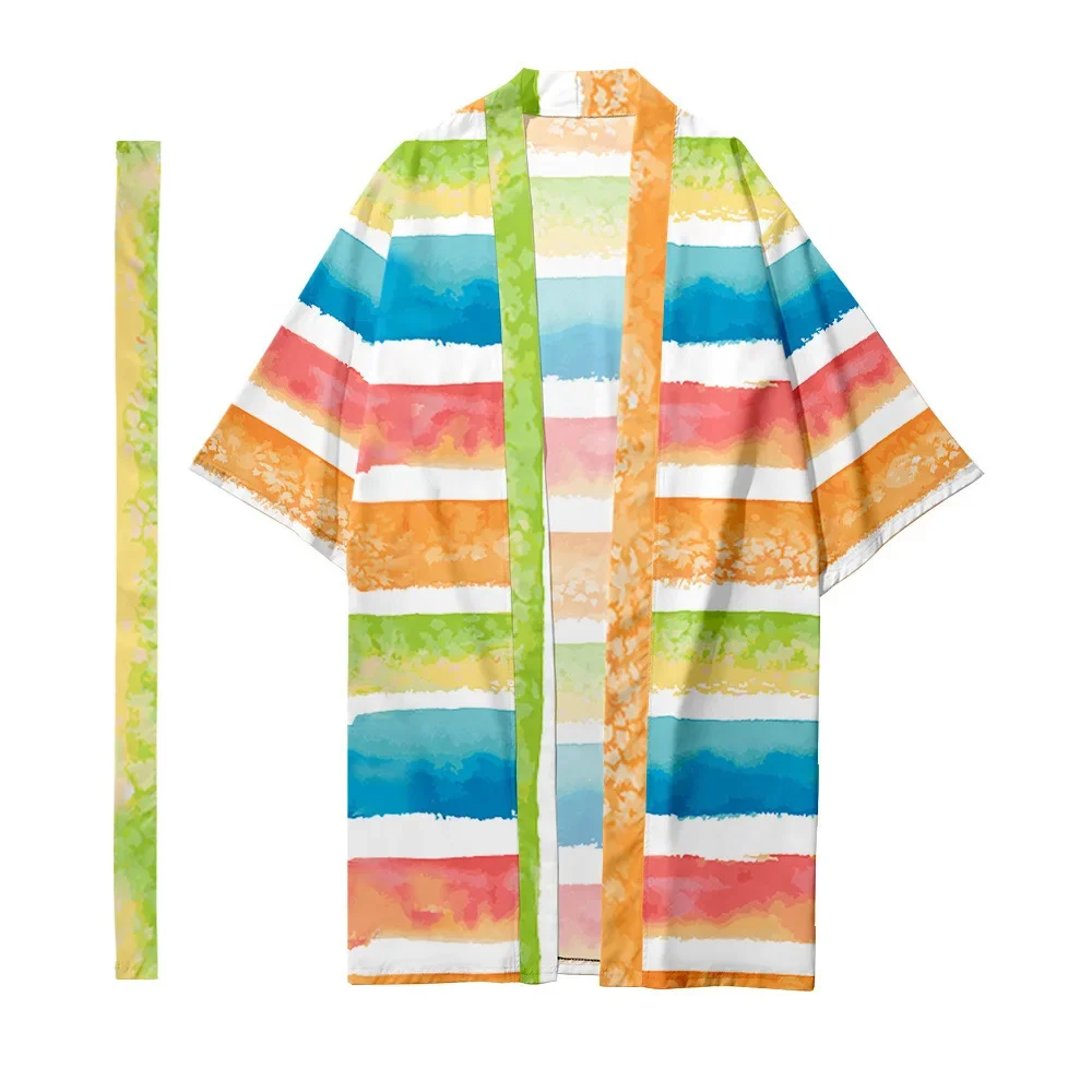 

Men's Japanese Long Kimono Cardigan Women Samurai Costume Kimono Striped Kimono Shirt Yukata Fashion Casual Jacket Elegant