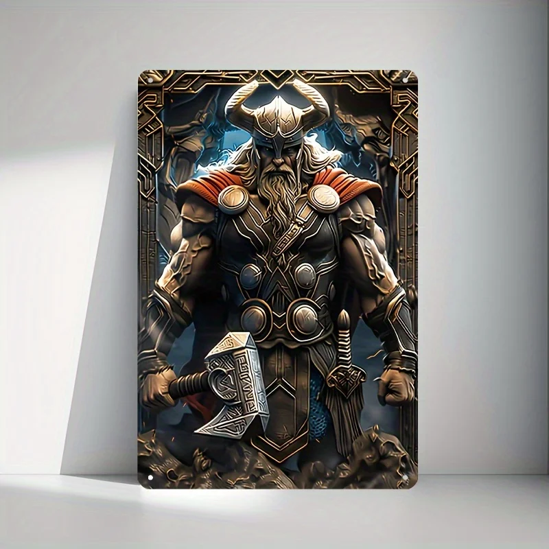 

Viking Warrior Aluminum Wall Sign, Metal Decor for Home, Living Room, Farmhouse, Bar & Restaurant, Decorative Wall Poster