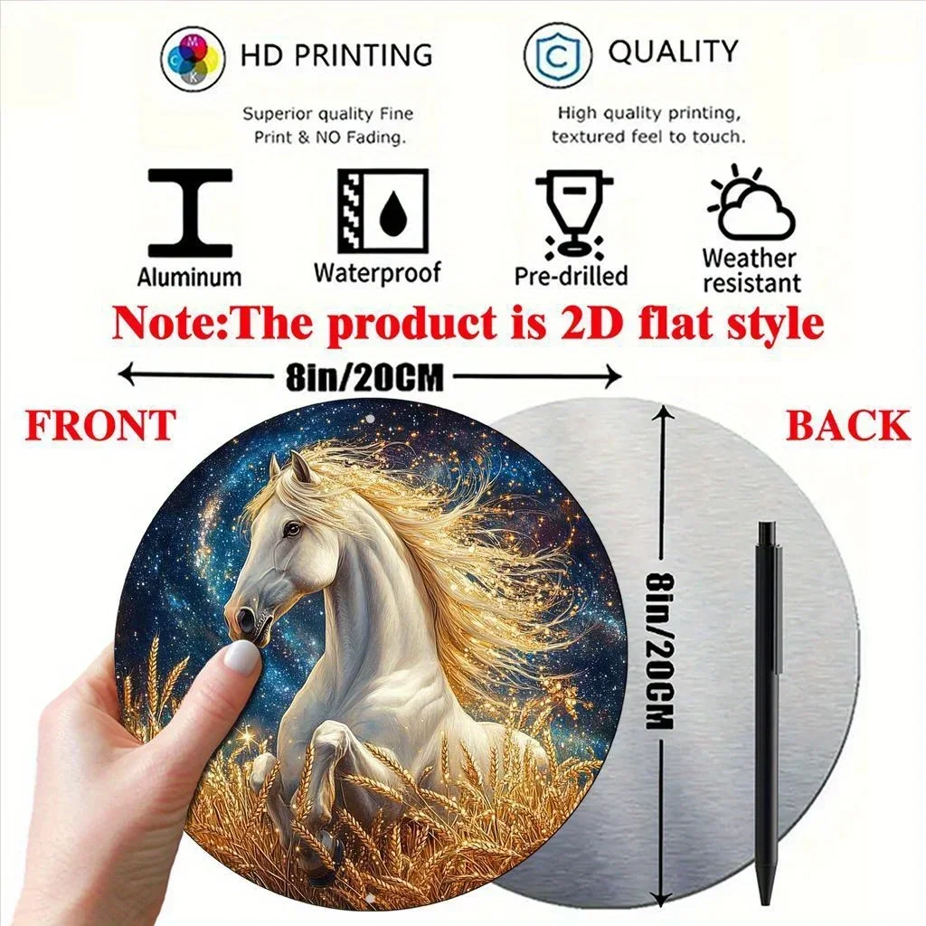 خمر تين تسجيل الحصان الأبيض الذهبي ماني جولة الألومنيوم جدار الفن ديكور #3