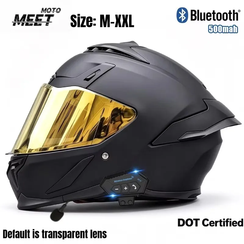 Dot certified motorcycle Bluetooth helmet, men's and women's, adult dual lens, imitation racing full face helmet、Safety helmet