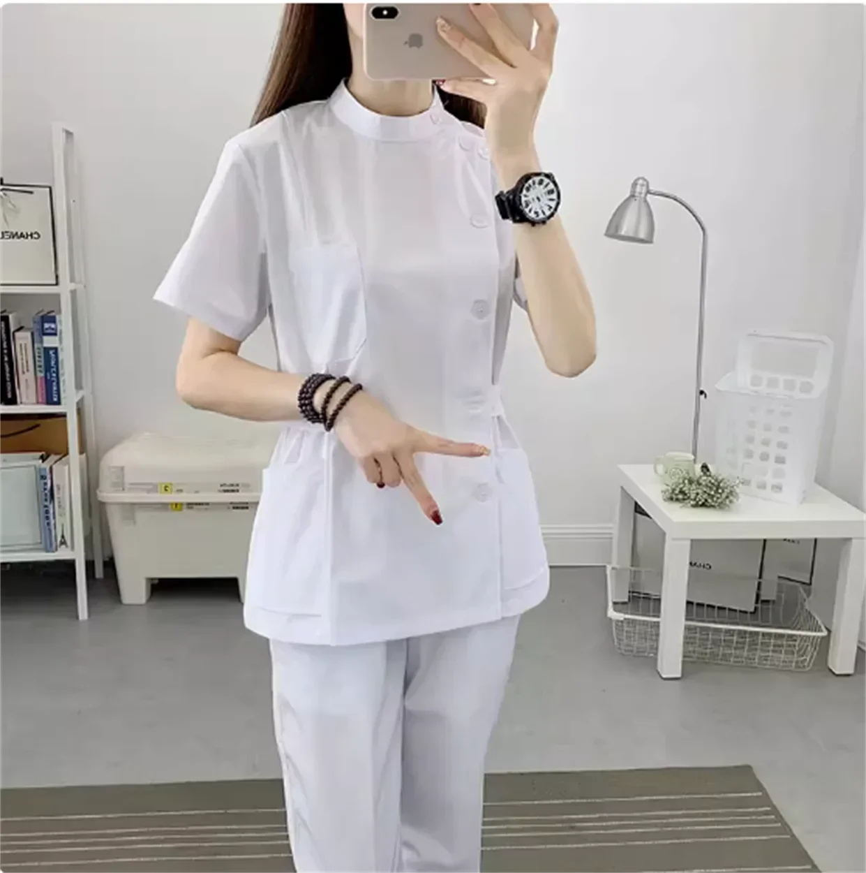 Conjunto de uniforme de enfermera para mujer, manga corta