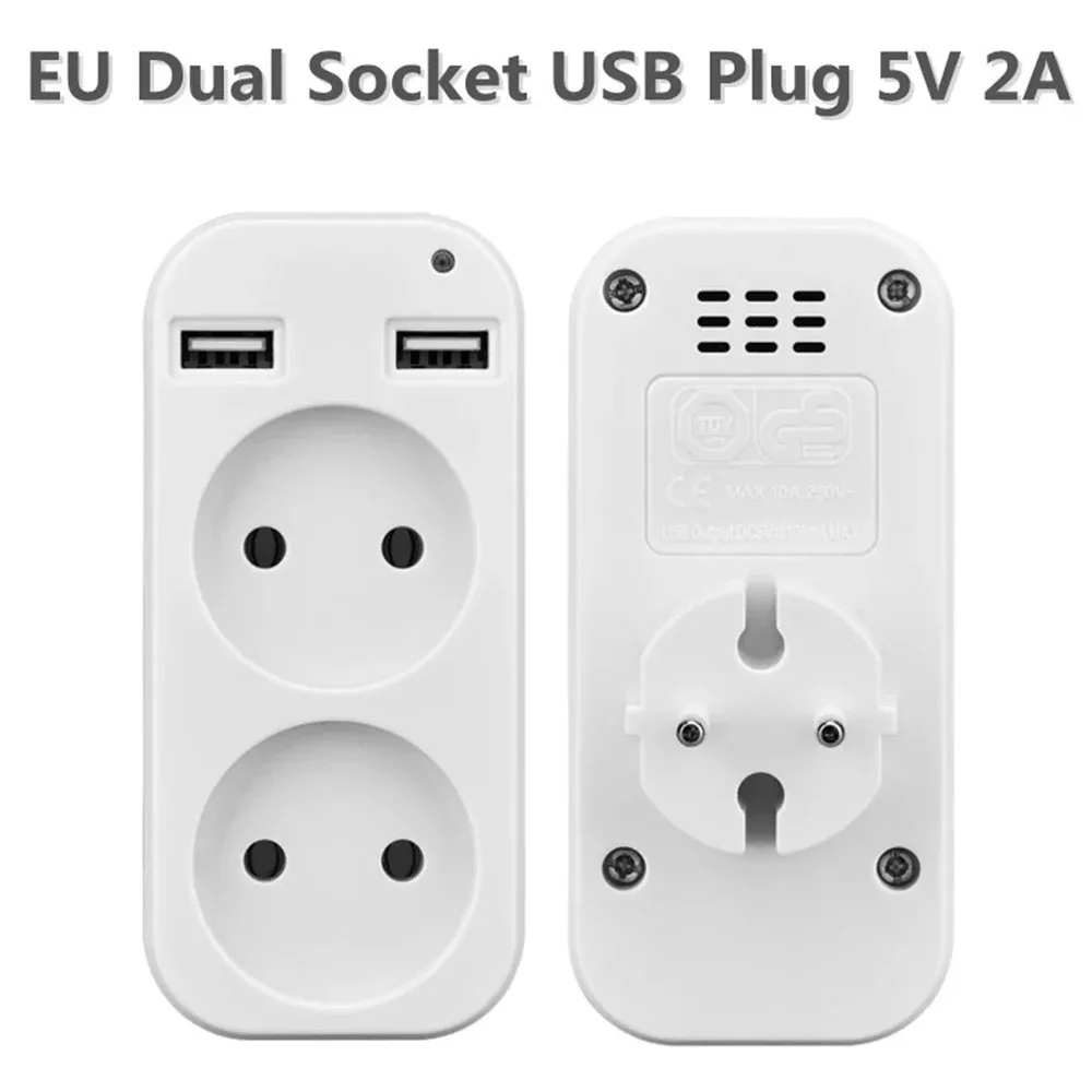 

Портативный сетевой фильтр для ЕС с двумя розетками переменного тока, 2 USB-портами для зарядки, 1200 Вт, 250 В, настенная розетка для мобильных телефонов и планшетов
