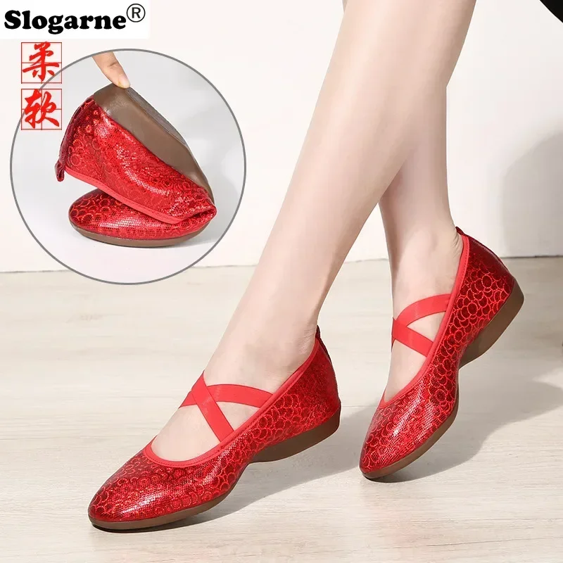 Nowe Złote Srebrne Buty do Tańca Towarzyskiego Damskie Miękka Podeszwa Treningowe Profesjonalne Buty do Tańca Latynoamerykańskiego Jazzu dla Nauczycieli Obcas 2cm Trampki