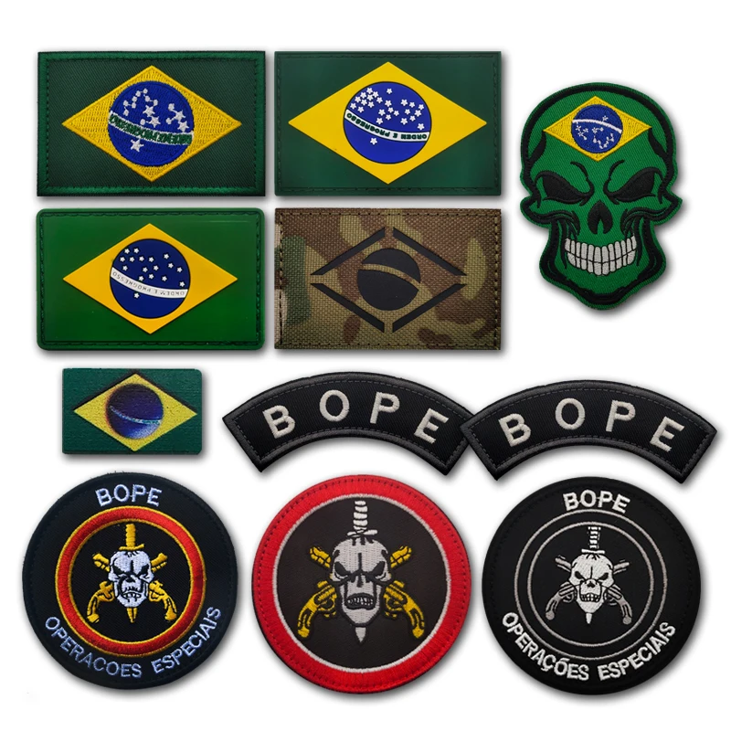 BOPE Brazil Patch Tactical Armband Elite Operacoes Especiais Montanha Squad Embroidery Hook Loop Applique PVC Emblems