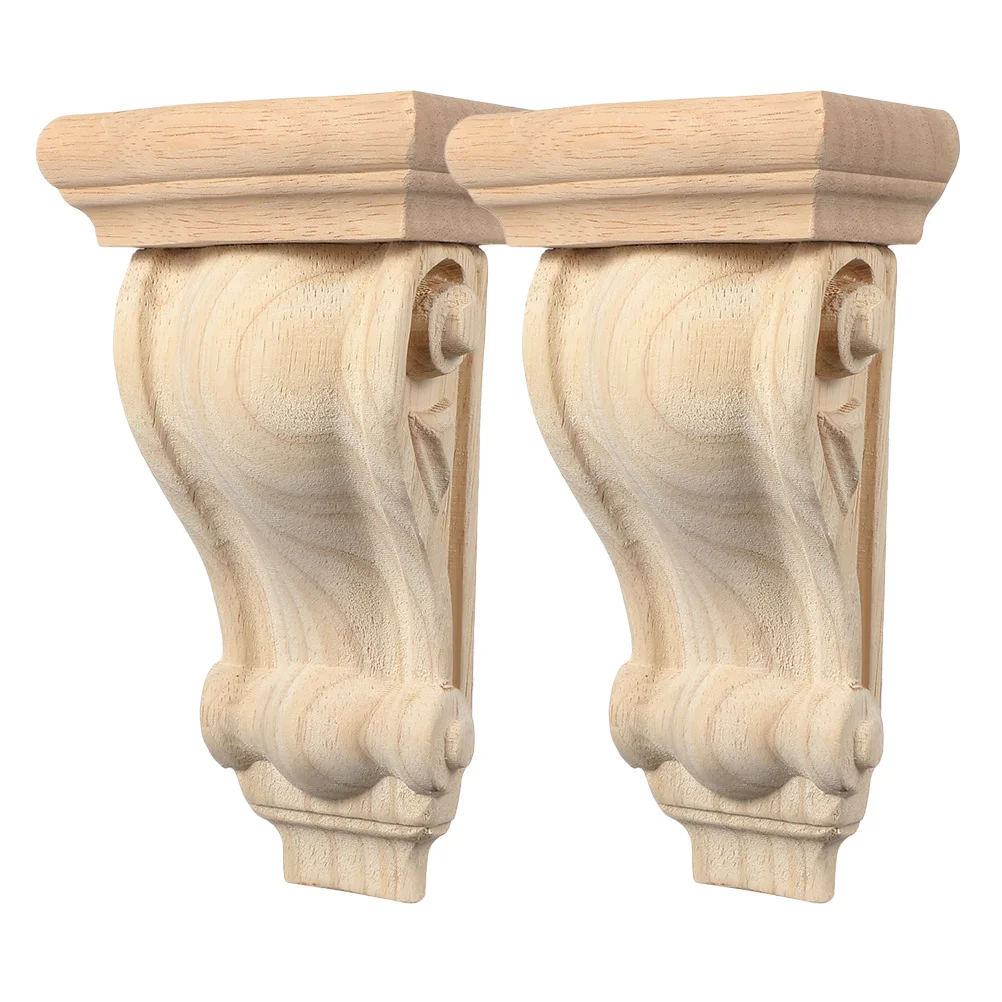 

2Pcs Durable Solid Wood Corbels Detailed Handcrafted Decorative Wall Brackets for Fireplace Mantel Furniture Enhancement