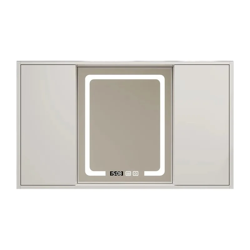 

Bathroom cream wind solid wood hidden folding intelligent separate wall-mounted feng shui mirror with towel bar storage