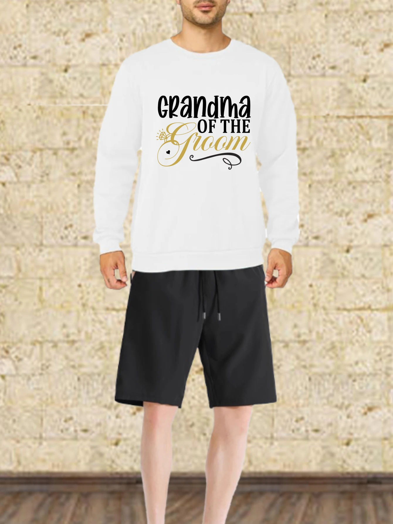 مجموعات الرجال الخريف التجفيف السريع الجدة من العريس المطبوعة الجرافيك تي شيرت البدلة بدلة التدريب مجموعة الرجال 	 طقم مكون من قطعتين جديد للرجال