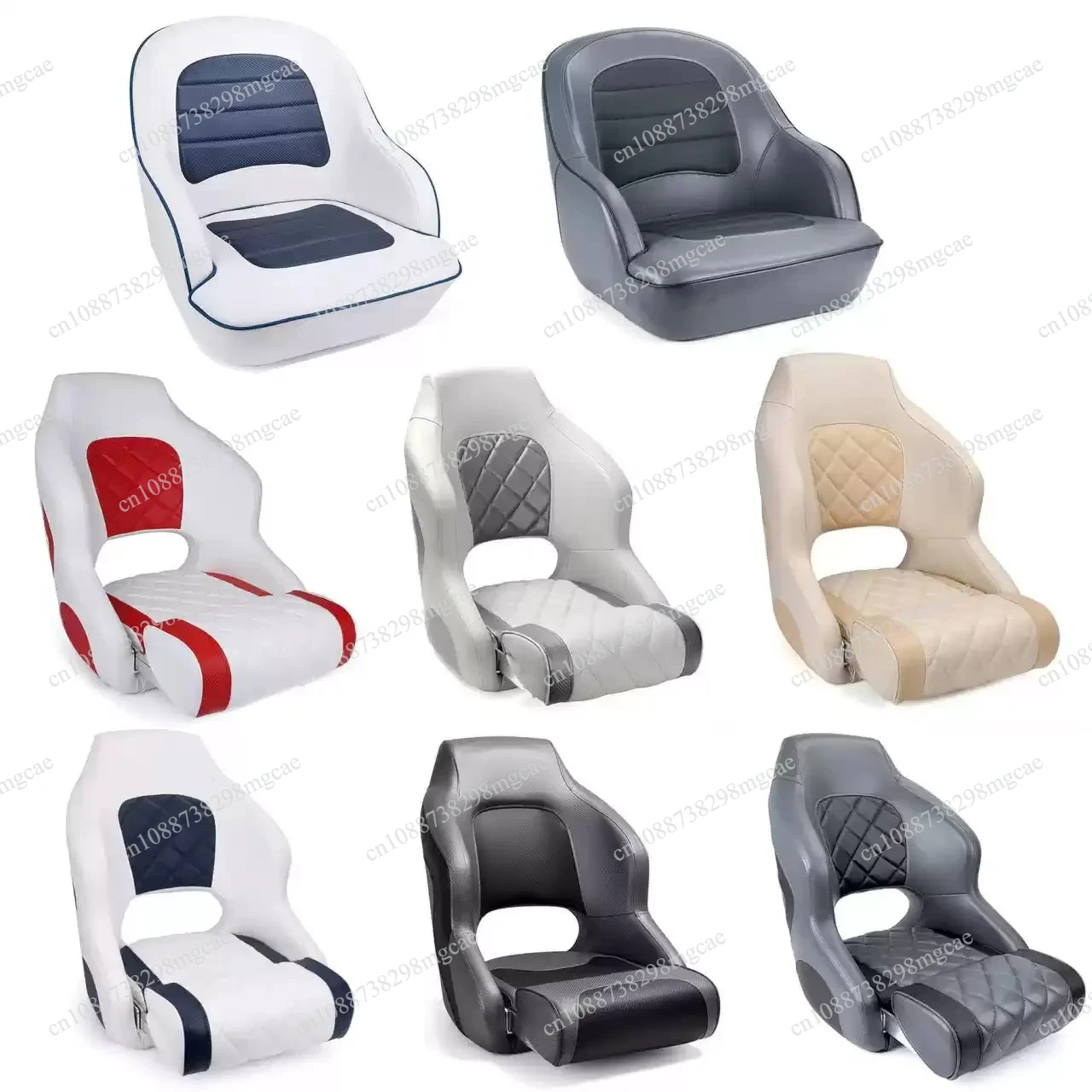 Durable Folding Marine Seat in Black Vinyl, Pro Casting Deck Chair for Fishing Boats, Yacht Bucket Seat for Bay Boat