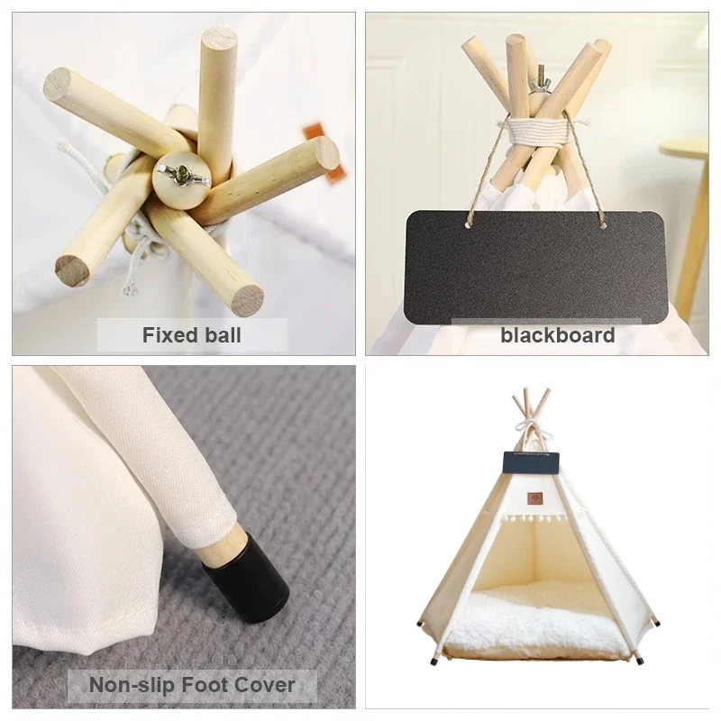 1PC S/M/L Pet Tent House Foldable Teepee Tent Removable Portable Cat Small Dog Bed Stable Dog House with Thick Pad Pet Supplies - view 4