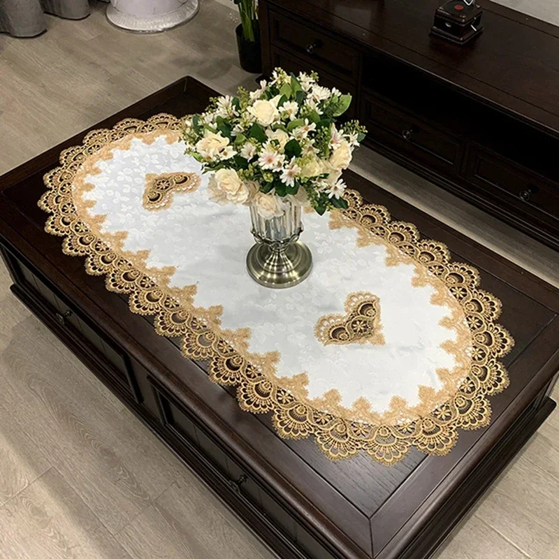 Oval Lace Tablecloths Embroidered Tablecloth Dinner Table Flag TV Cabinet Table Runner Christmas Tablecloth Decor toalha de mesa